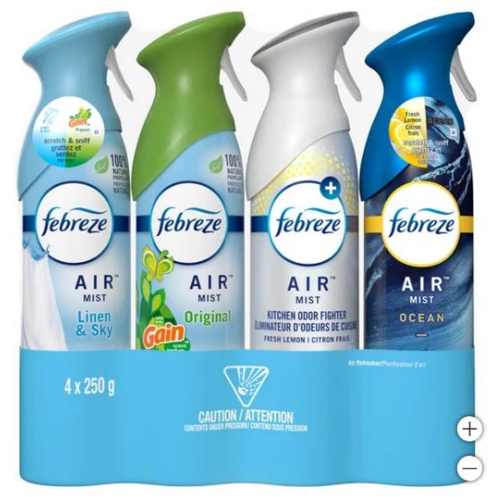 Febreze Deodorizer Spray, Assorted Pack of 4 X 250g